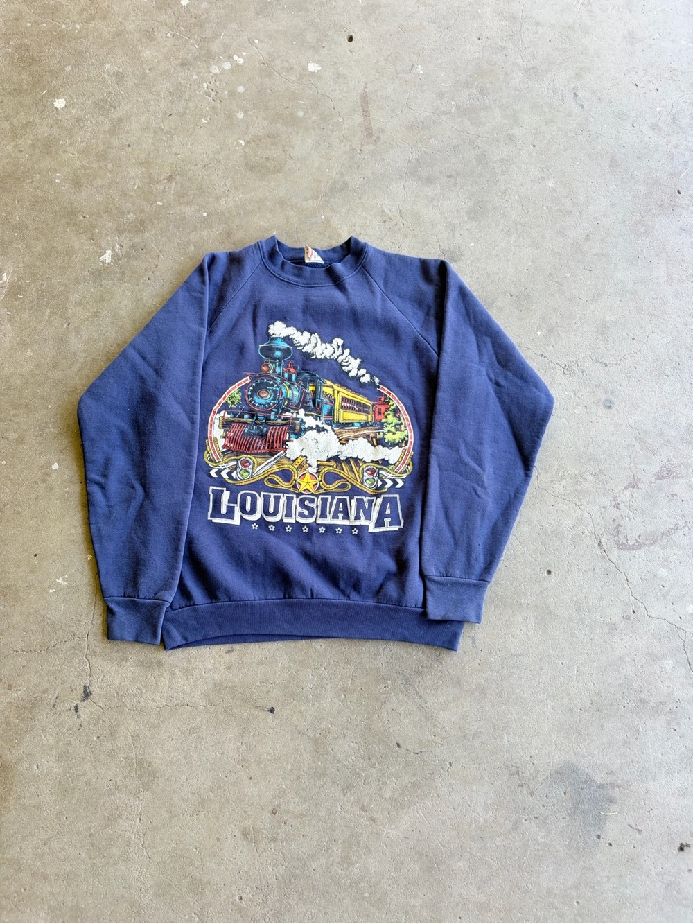 American Vintage Navy Blue Crewneck Sweatshirt with Train Graphic